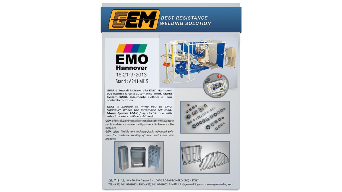 GEM presente alla fiera EMO Hannover 2013