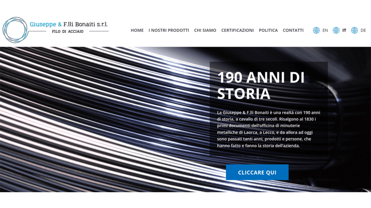 È online il nuovo sito di Giuseppe e F.lli Bonaiti Srl