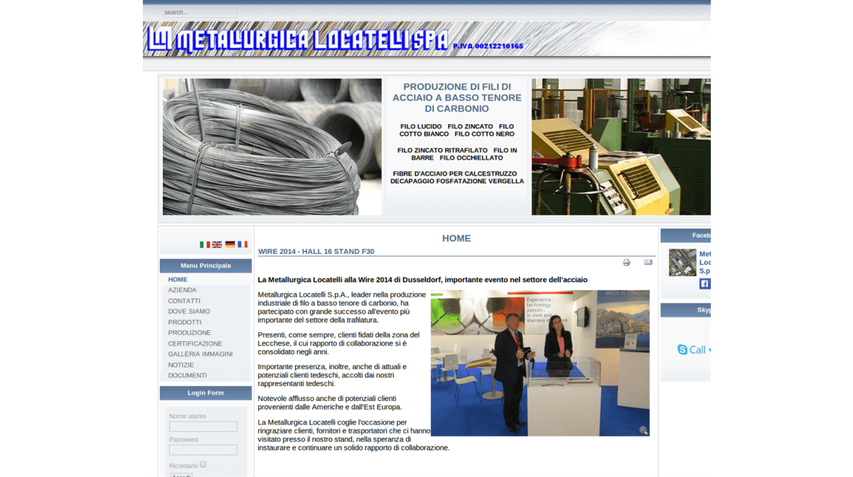 Renovierung der Webseite für die italienische Metallurgica Locatelli