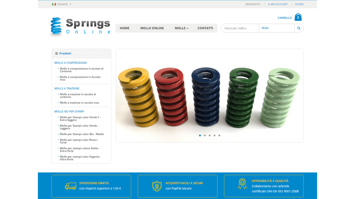 L'e-commerce per acquistare molle di Springs Group
