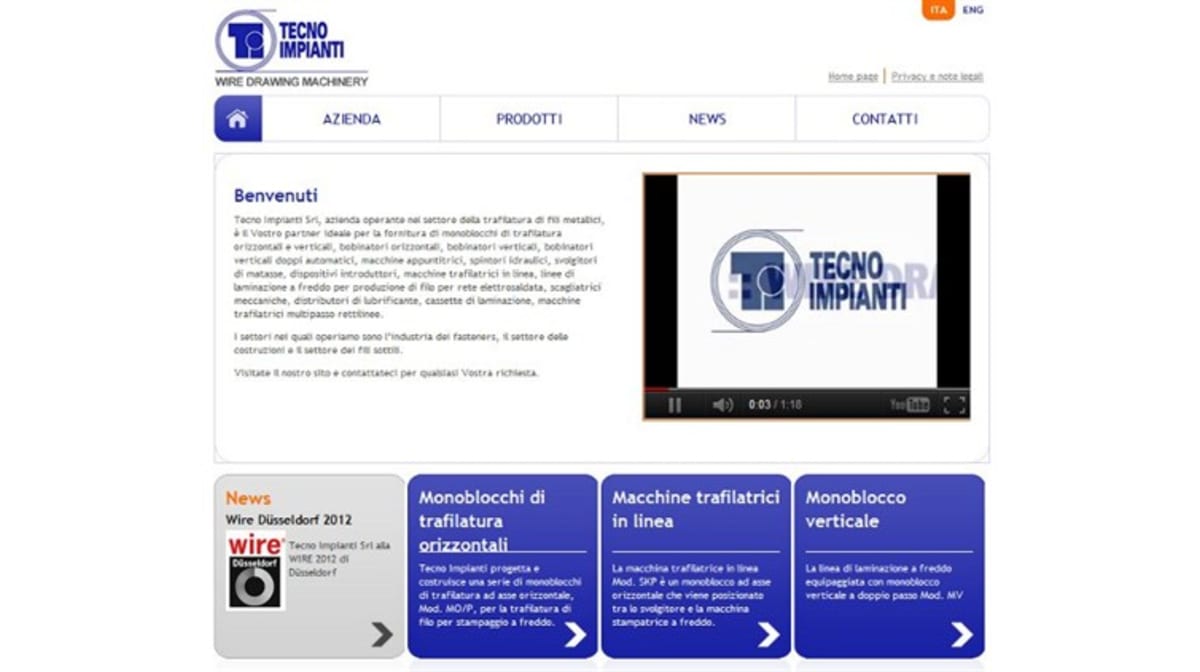 Nuevo sitio web para Tecno Impianti.