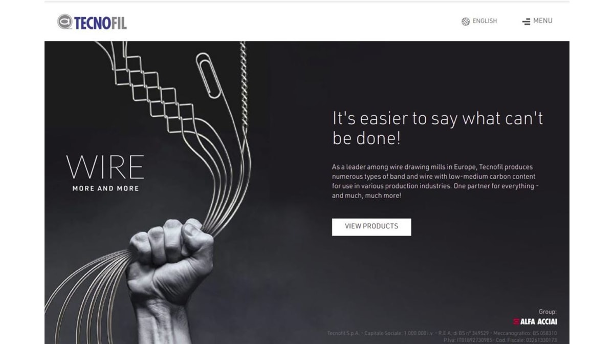 Wire drawing factory Tecnofil changes web look 