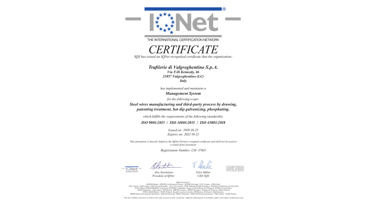 Trafilerie Valgreghentino nailed it: ISO 45001 and 50001