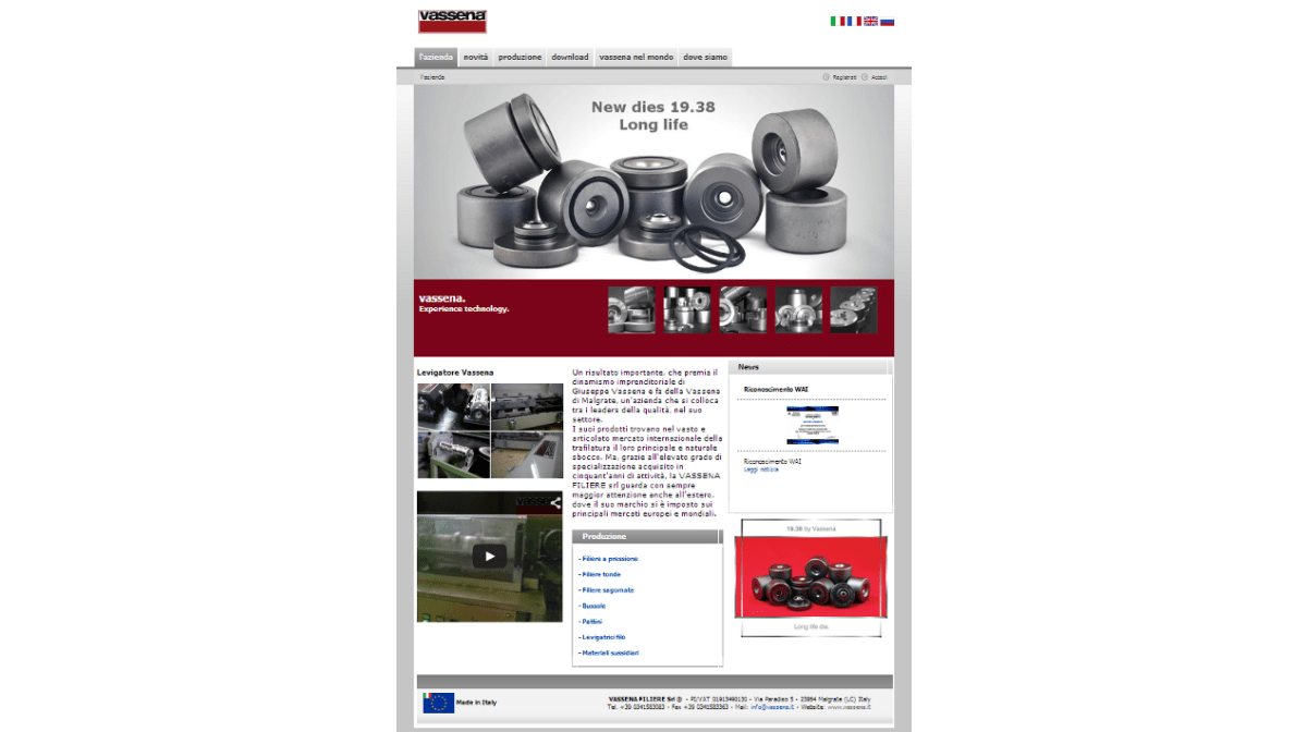 Vassena Filiere: aggiornato sito web