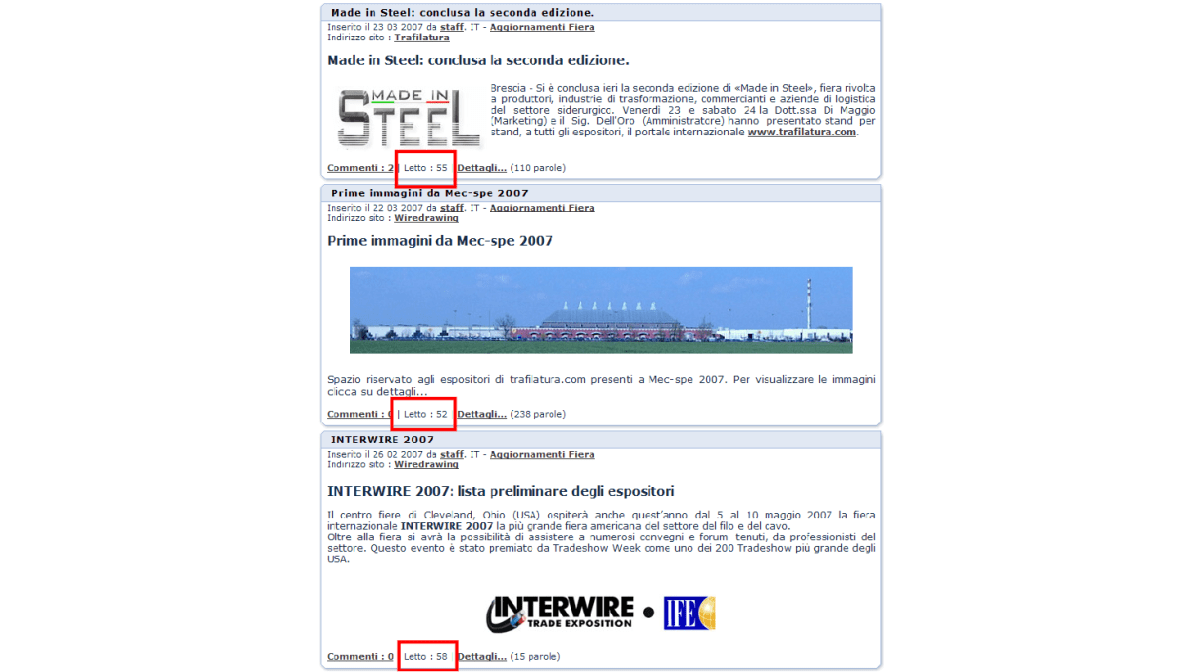 trefilage.com: communication interne. Mise à jour du pole techno et de la salle de presse