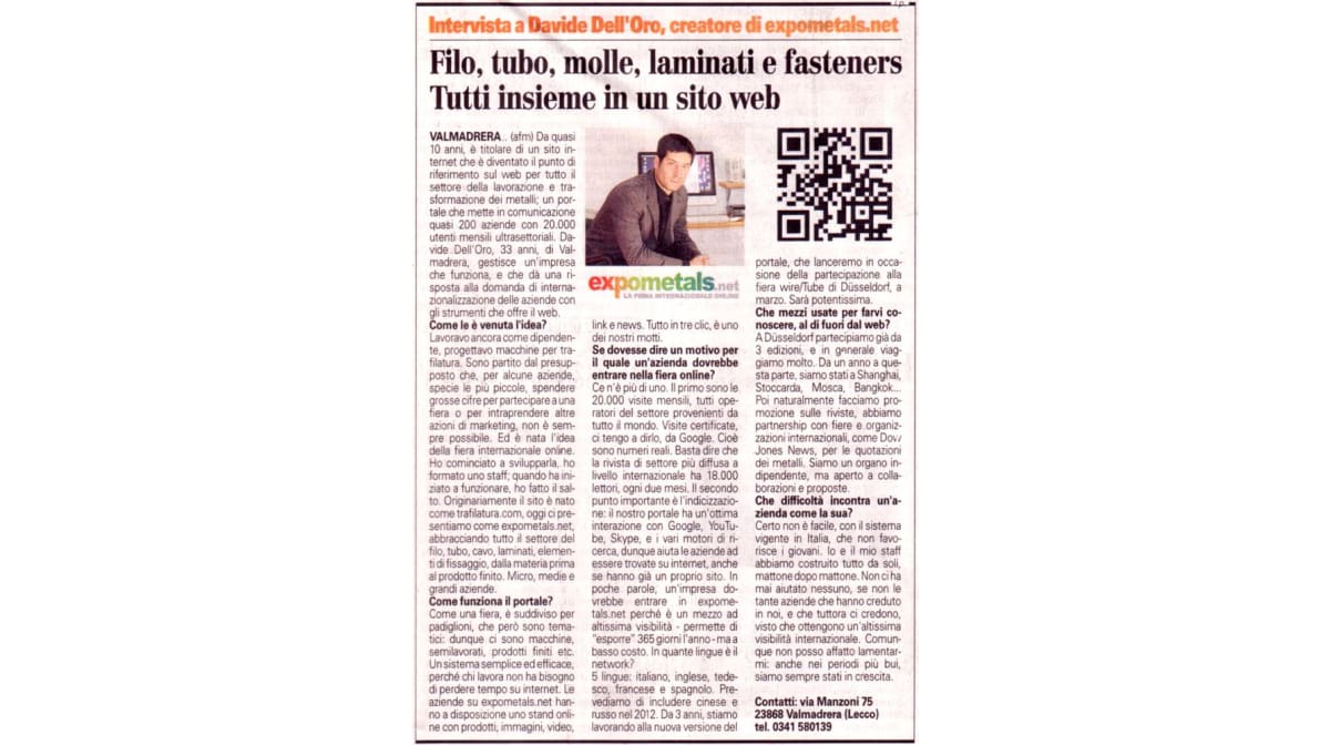 Intervista sul Giornale di Lecco