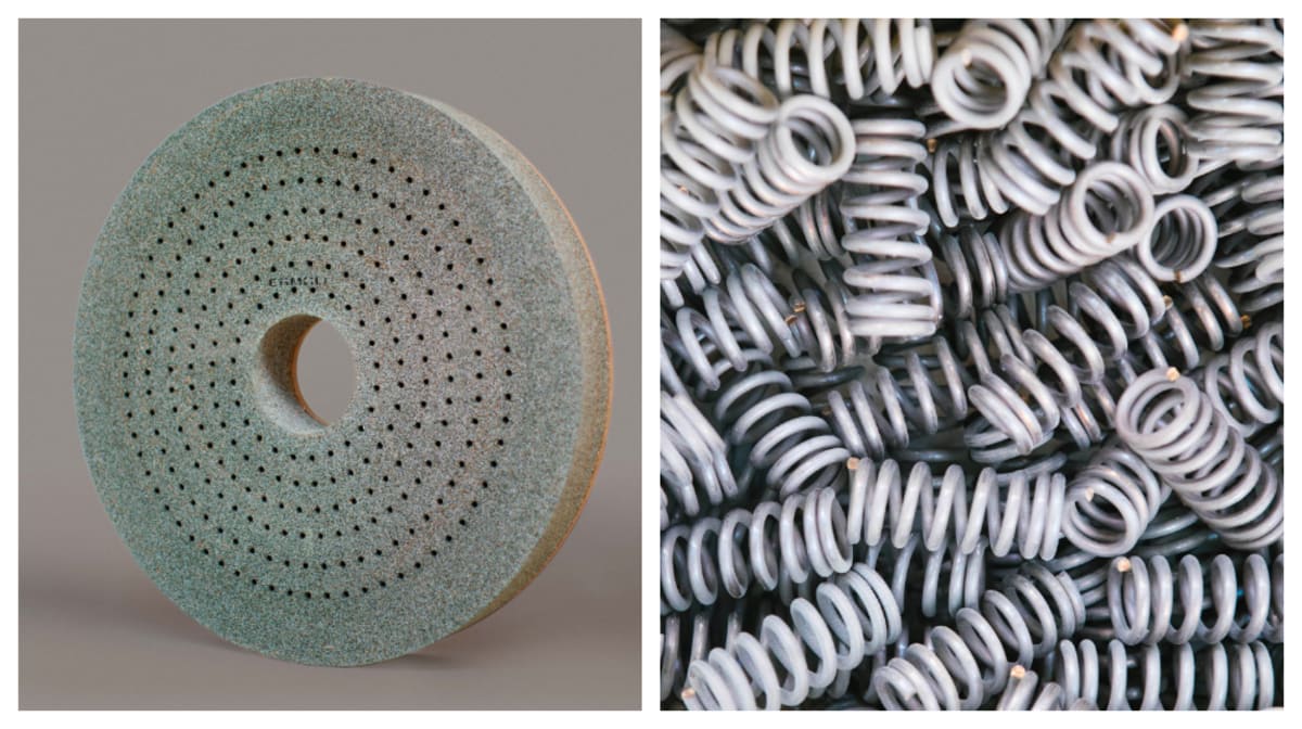 Spring grinding wheels with countersunk nuts or porous structure, Ermoli's solutions