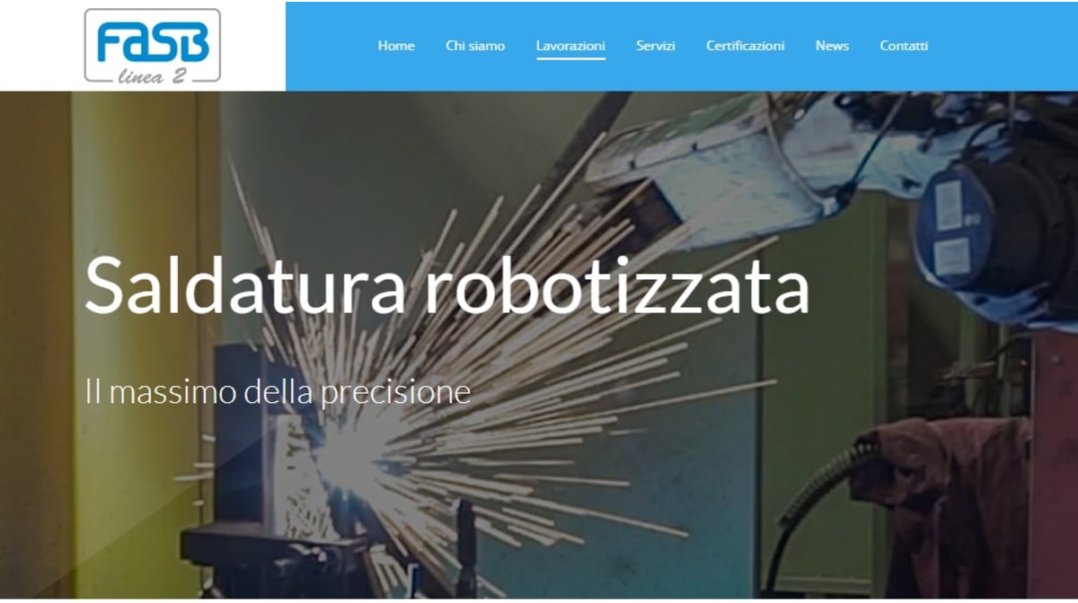 Reparto di saldatura robotizzata di FASB Linea 2, massima precisione e lavorazioni impeccabili