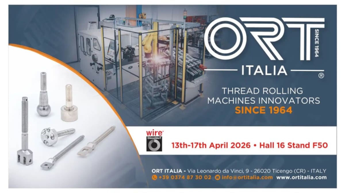High-precision thread rolling with ORT Italia’s 2RP30 CN at wire Düsseldorf