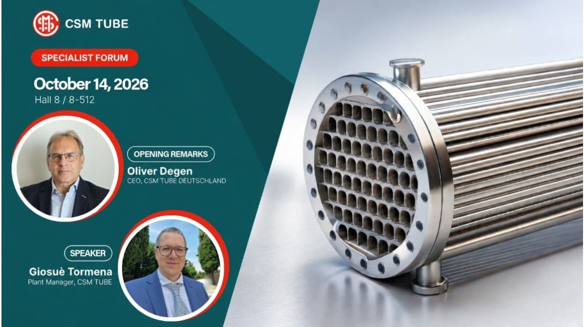 Copper or stainless steel in heat exchangers? CSM TUBE opens the discussion at Chillventa 2026
