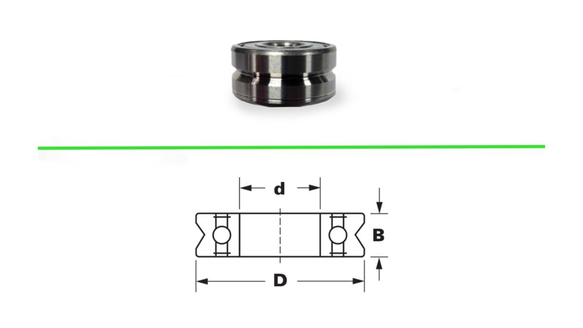 Dimensional drawing of a grooved wire straightening roll.