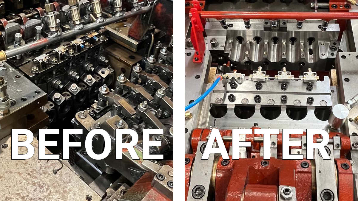 SAMP SP260 machine interior before and after overhaul