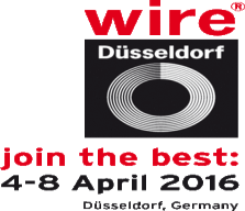 wire Düsseldorf 2016 trade fair logo with event dates 4-8 April in Germany