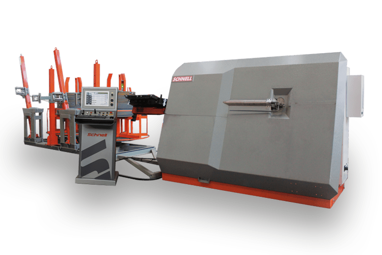 Schnell automated rebar processing machine with integrated feeding system and control panel