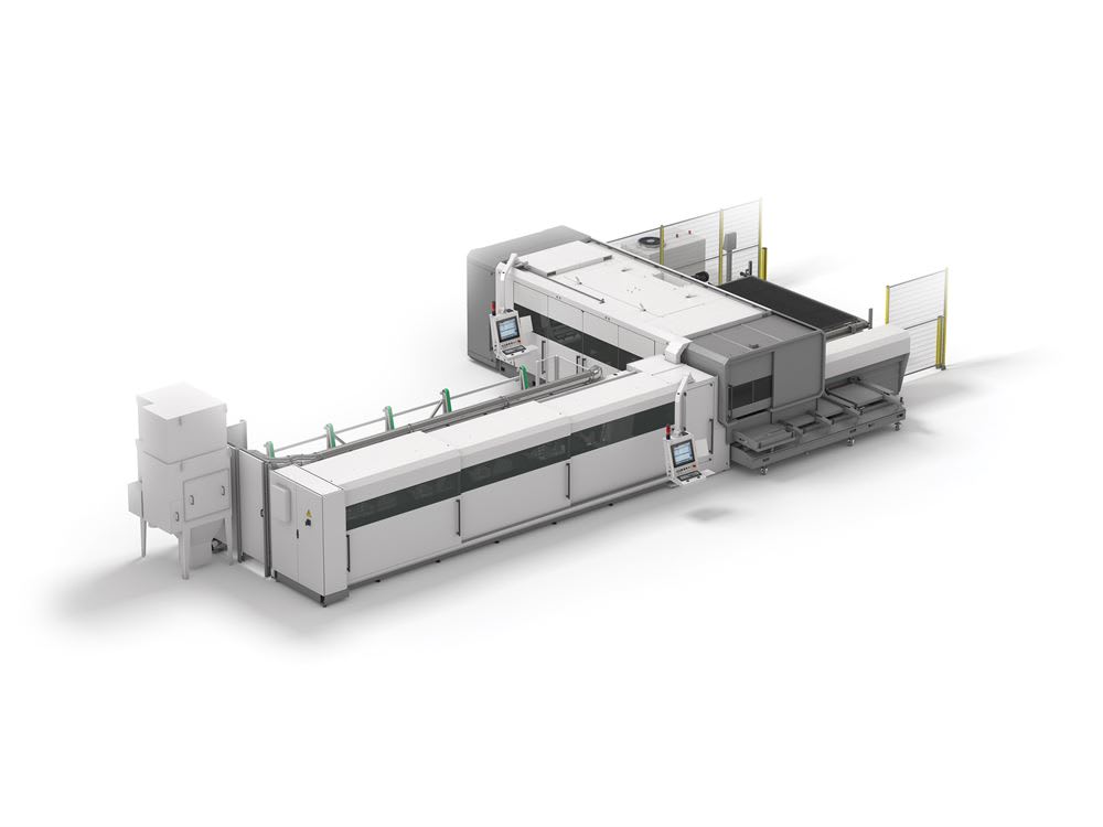 BLM GROUP LASERTUBE LT7 fiber laser tube cutting machine with integrated automated material handling systems