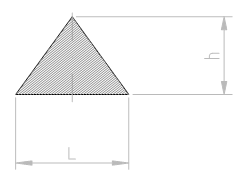 Diagramma di un triangolo con la base etichettata L e l'altezza etichettata h.