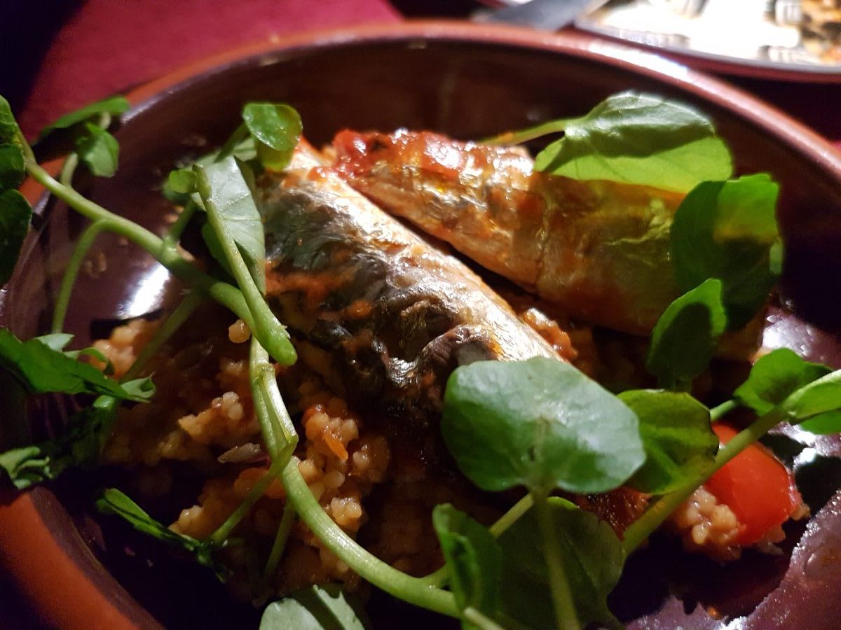 Sardine tapas on cous cous