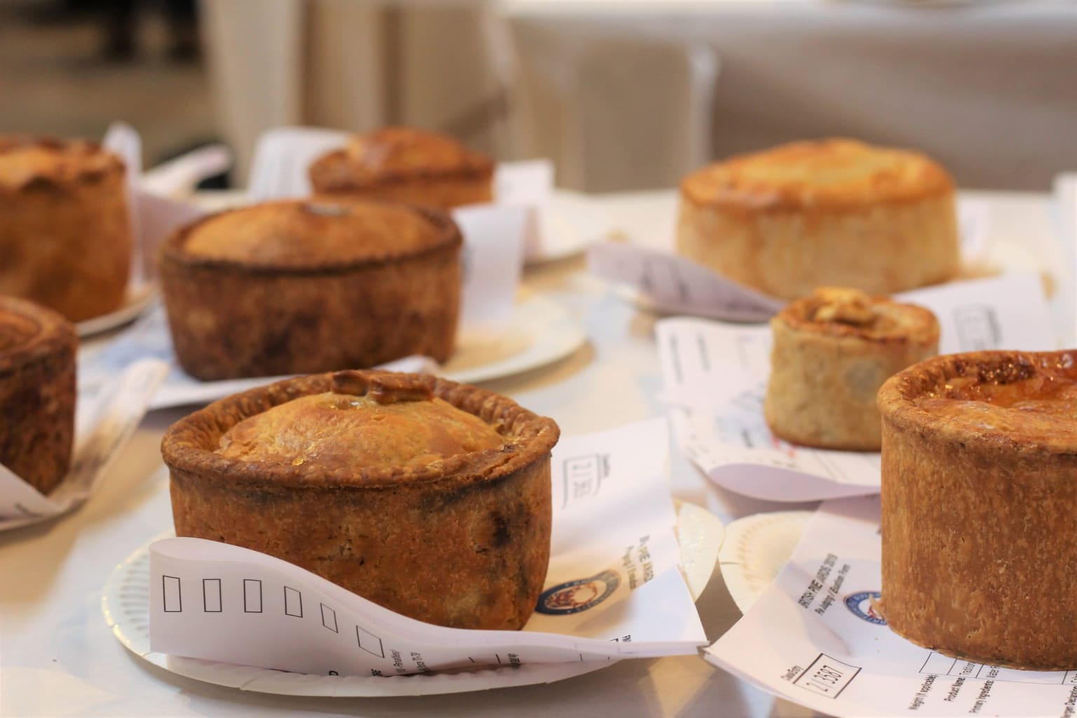 A selection of pies at the British Pie Awards 2019