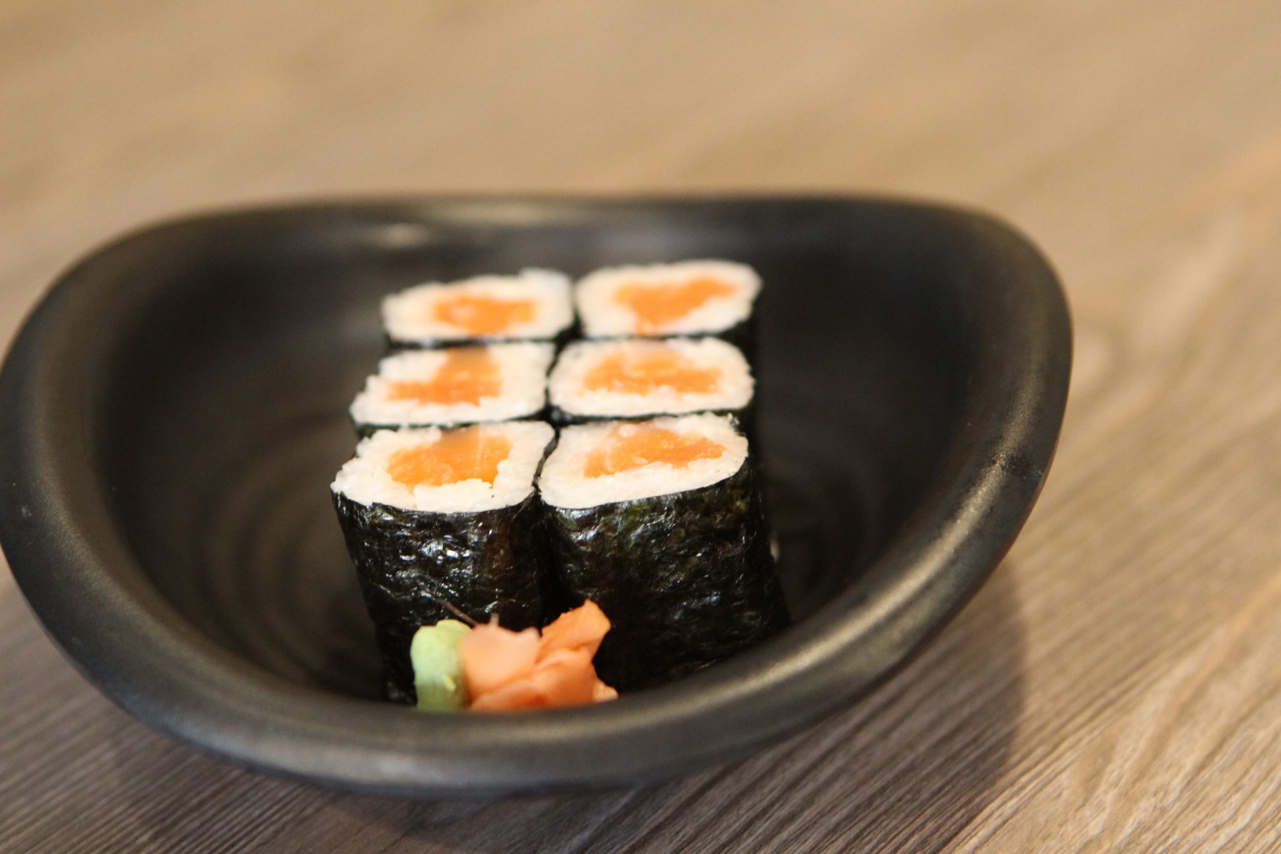 salmon maki roll at Mitsuki Leicester