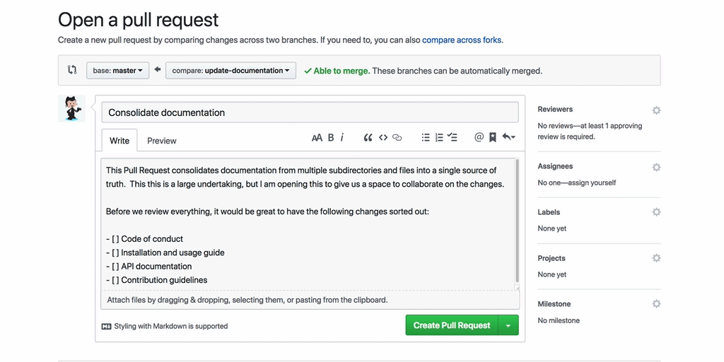 GitHub draft pull request