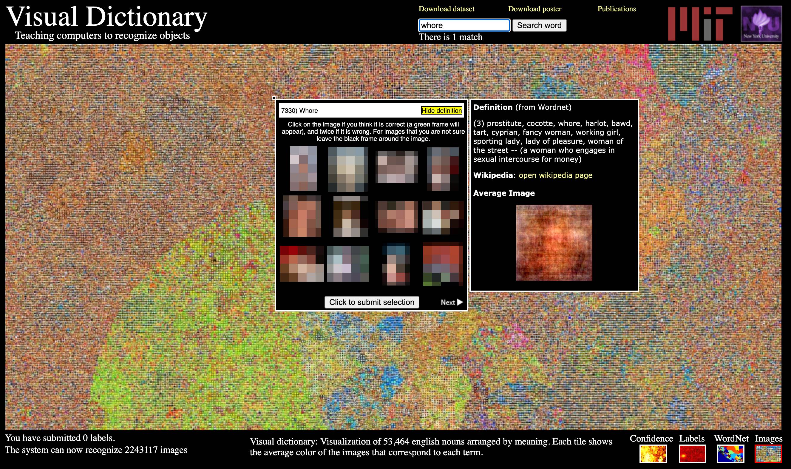 Screenshot of MIT '80 Million Tiny Images'