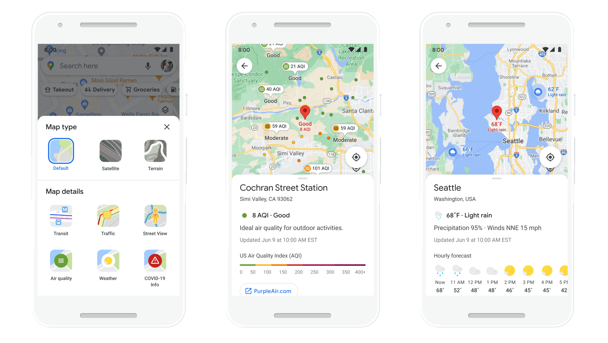 Google Maps Weather and Air Quality