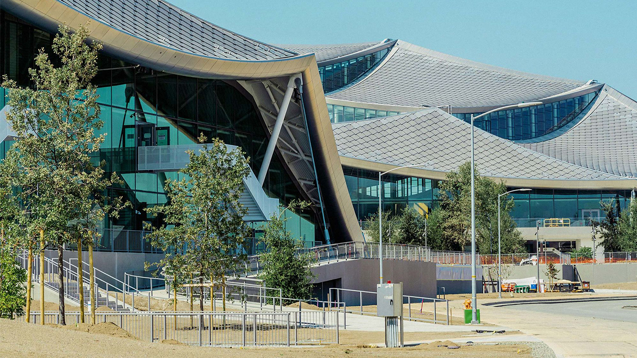 Google campus with solar panel roofs