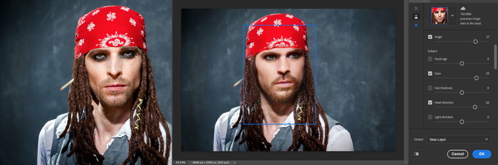 Photoshop Neural Filters, Smart Portrait filter