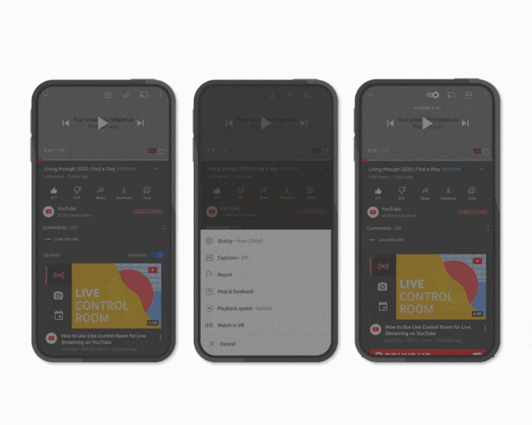 Caption overlay, YouTube