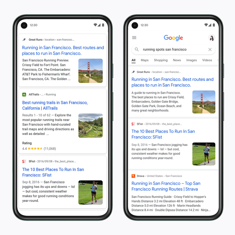 Google Search redesign January 2021