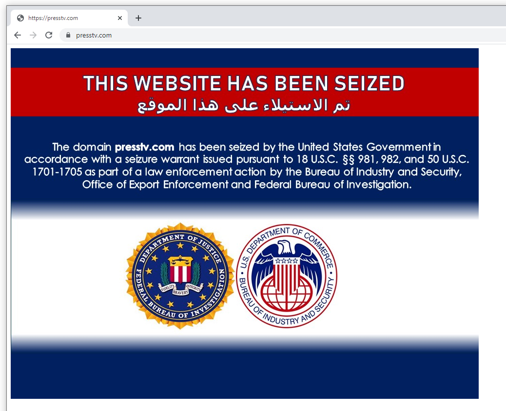 Press TV website seized.