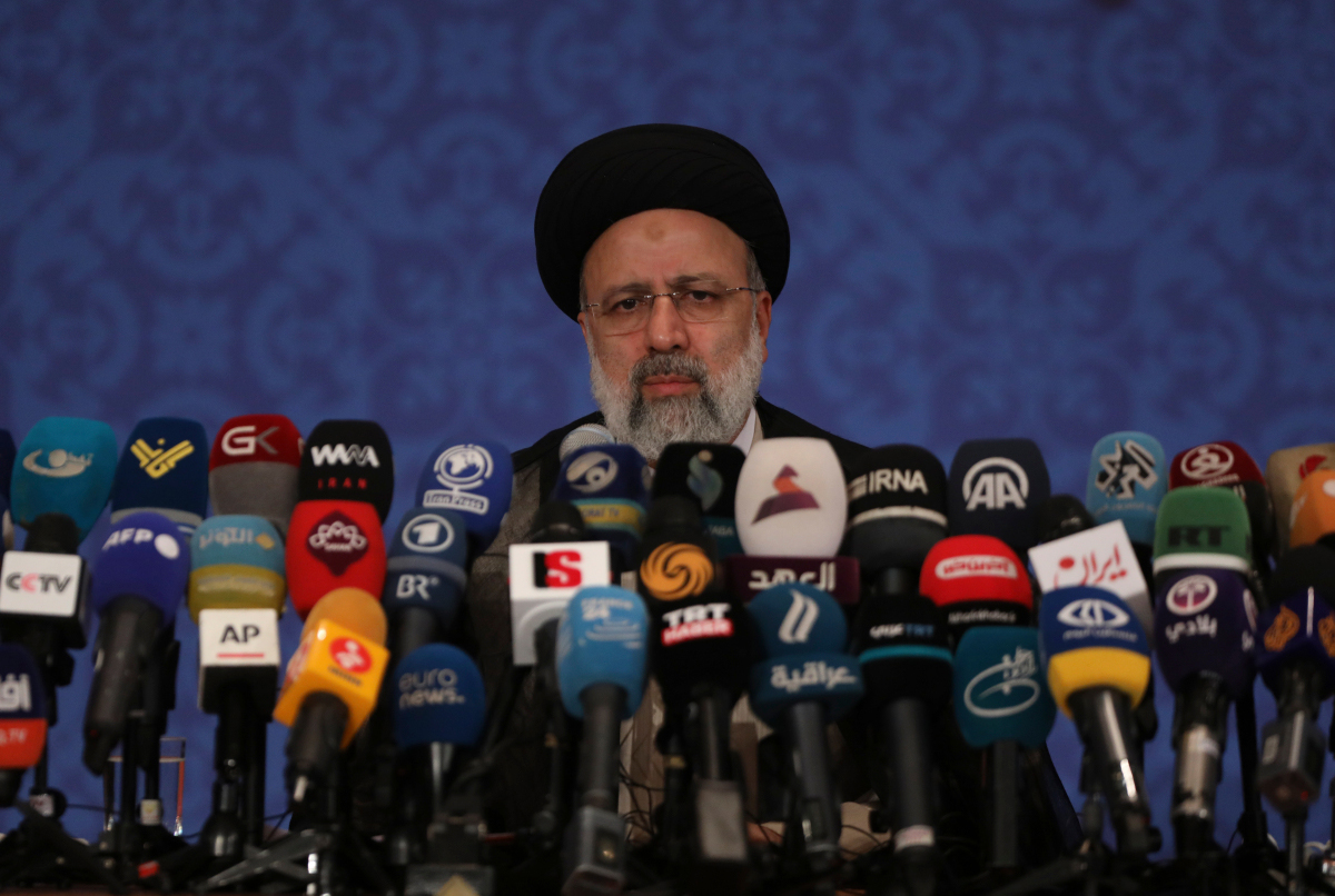 Iran’s President-elect Ebrahim Raisi during a news conference in Tehran, Iran, in June 21, 2021..