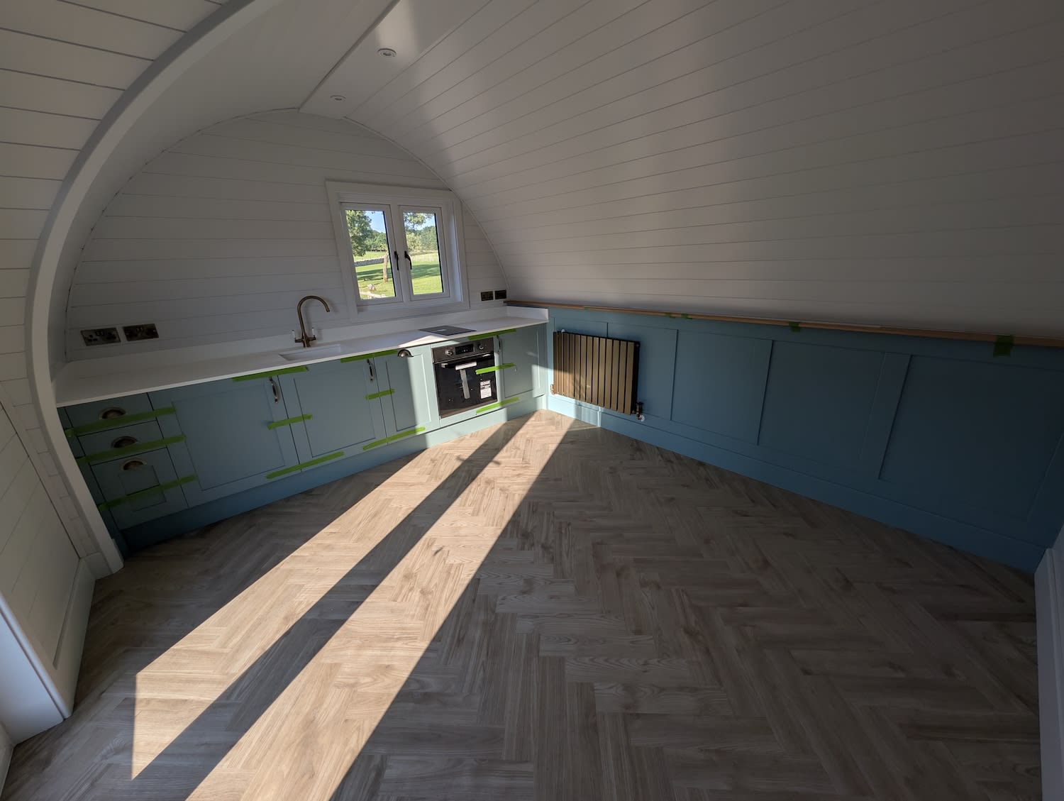 Luxury glamping pod exterior at Tarn Sike Woodland Retreat, Cumbria