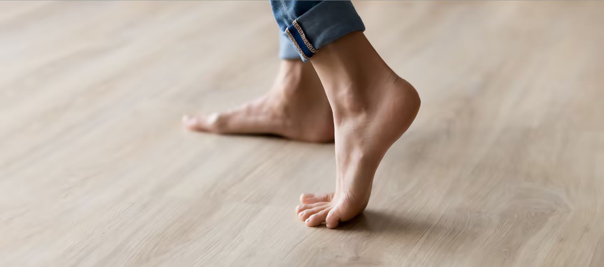 bare feet on a clean floor.