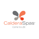 Logo of Caldera Spas featuring a stylized butterfly shape in gray and orange above the text "Caldera Spas" and the tagline "Come to Life".