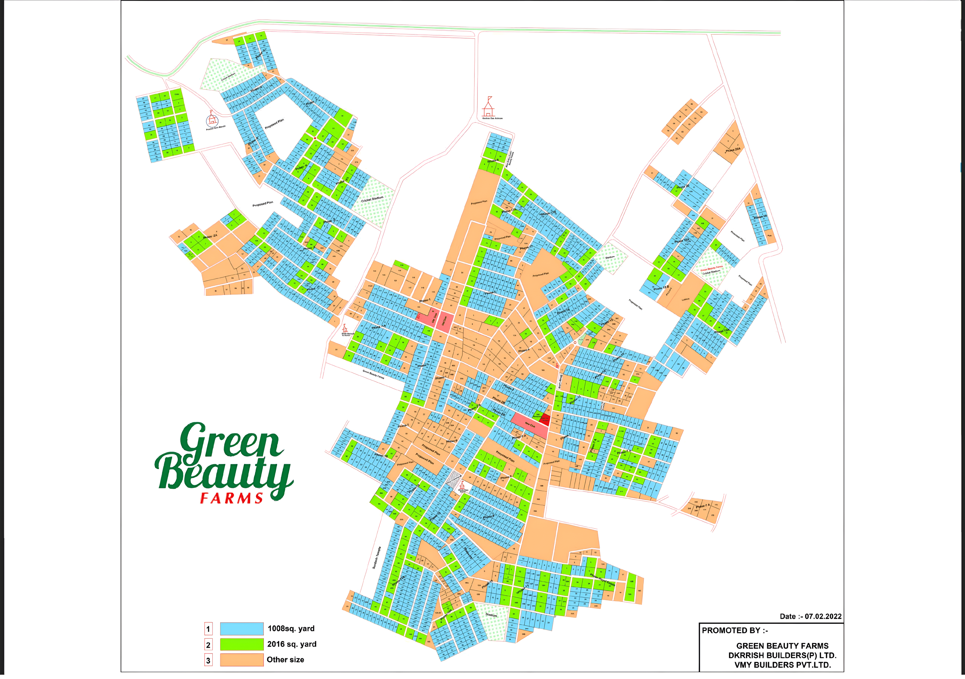 Green Beauty Farms master site layout — farmhouse plots in Noida Sector 135