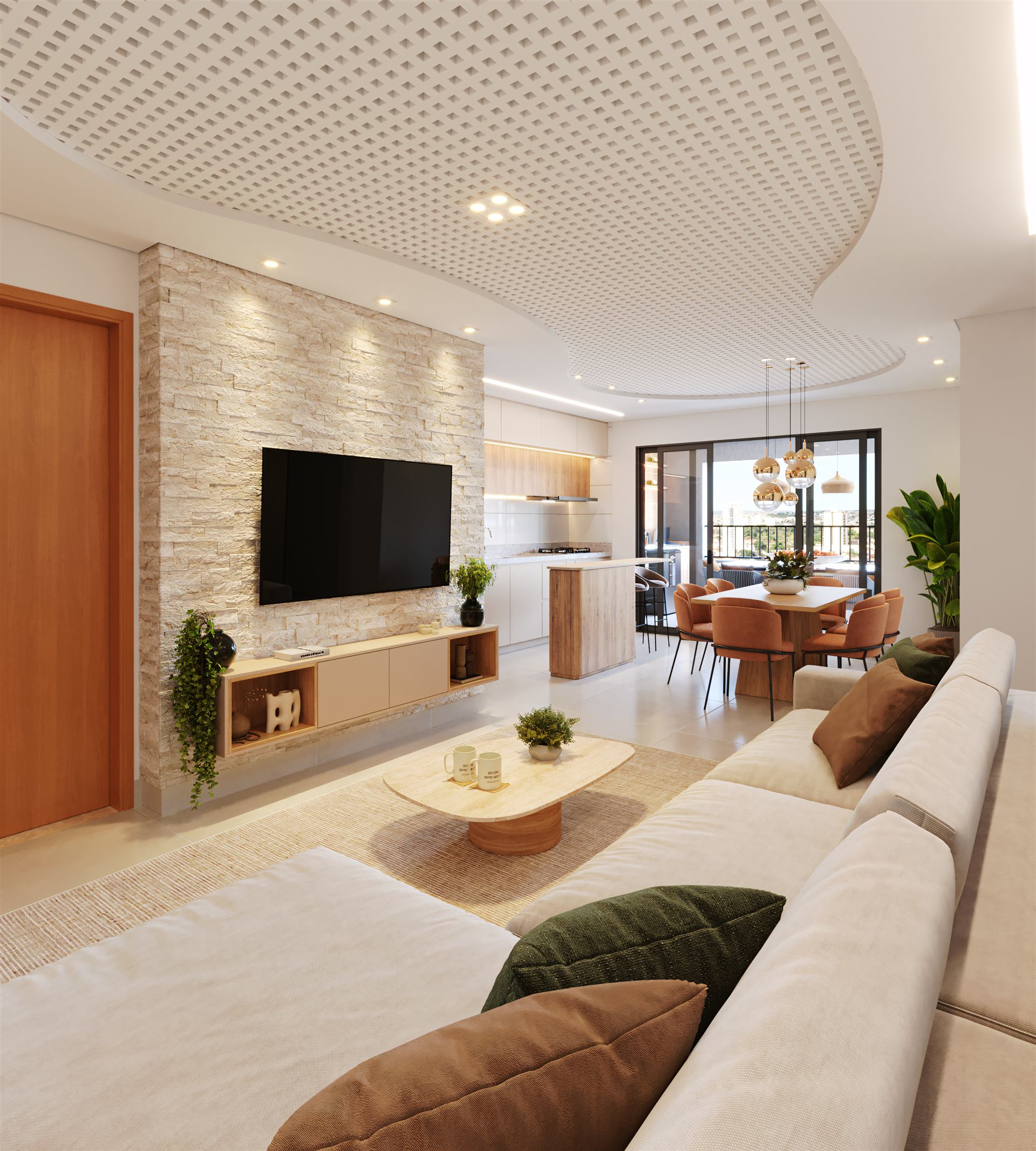 3 suítes 109m² sala