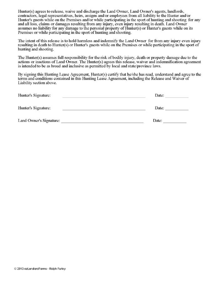 hunting lease agreement ezlandlordforms