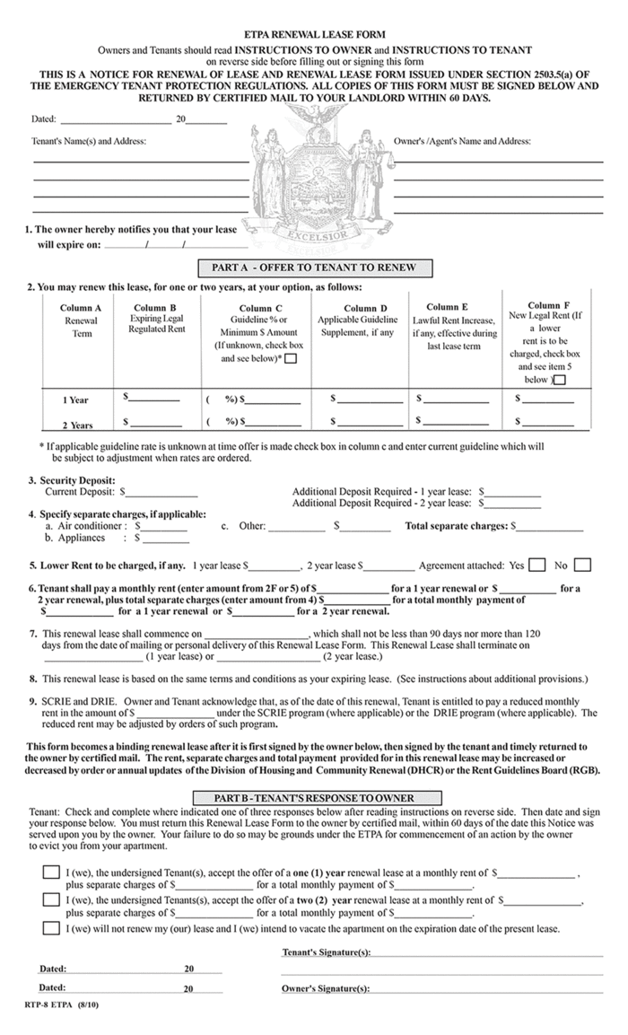 Nyc Rent Stabilized Lease Agreement Form Pdf Printable Form