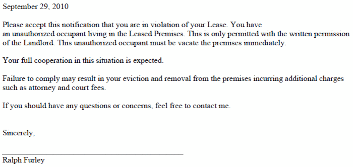 unauthorized occupant violation notice ezlandlordforms