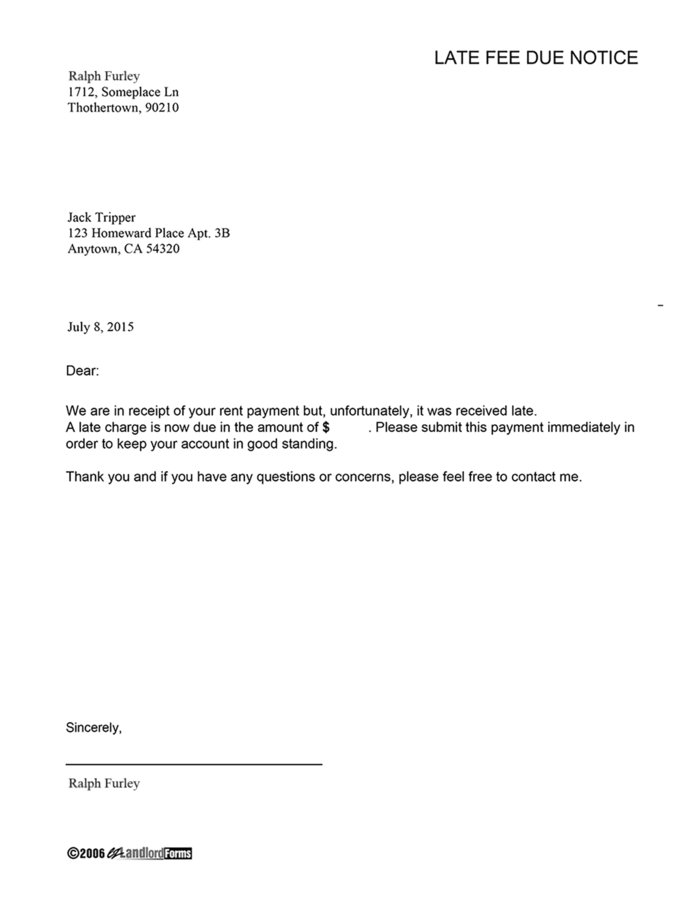 Late Payment Charge Letter Template