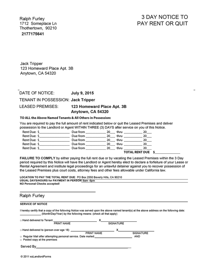 california 3 day notice to pay or quit ezlandlordforms