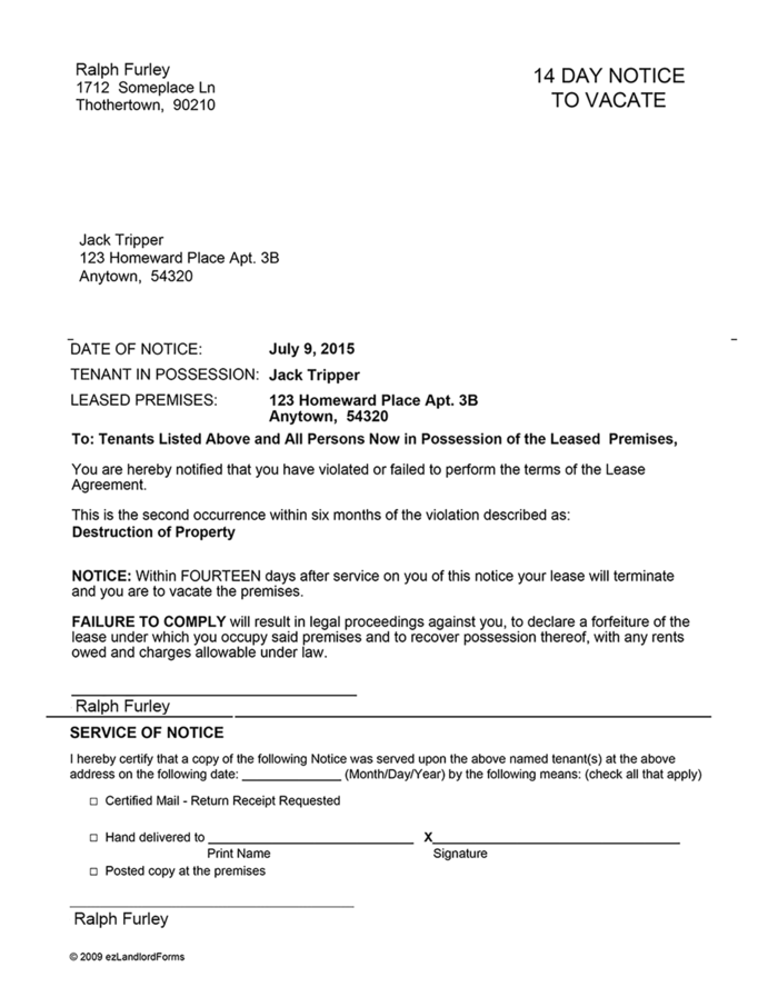 kentucky 14 day notice to vacate ezlandlordforms
