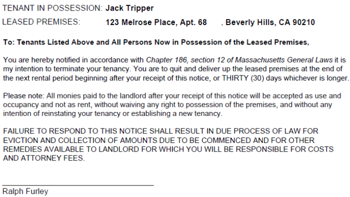 Massachusetts 30-Day Notice to Quit | ezLandlordForms