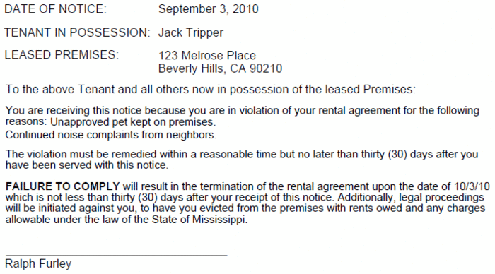 mississippi 30 day notice to quit ezlandlordforms