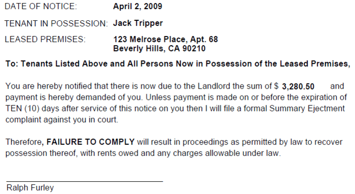 north carolina 10 day demand for rent ezlandlordforms