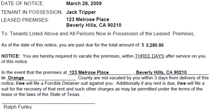 texas notice to vacate for unpaid rent ezlandlordforms