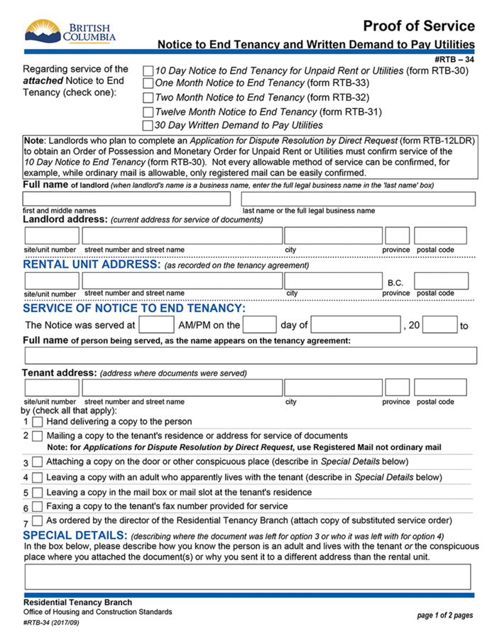 bc 10 day notice to end tenancy for unpaid rent or utilities rtb 34 ezlandlordforms