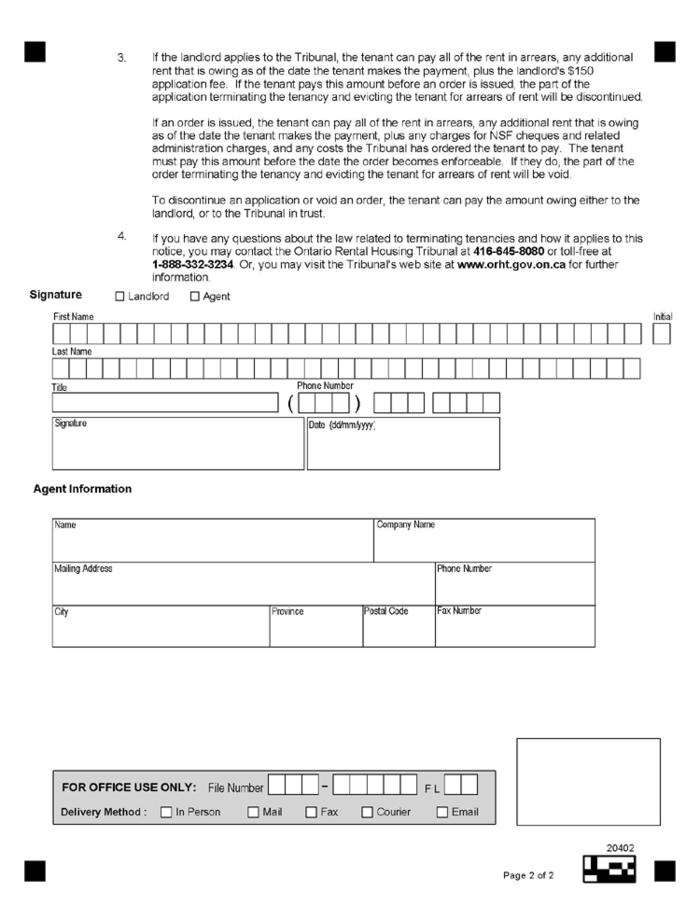 ontario notice to terminate for rent default form n4 ezlandlordforms