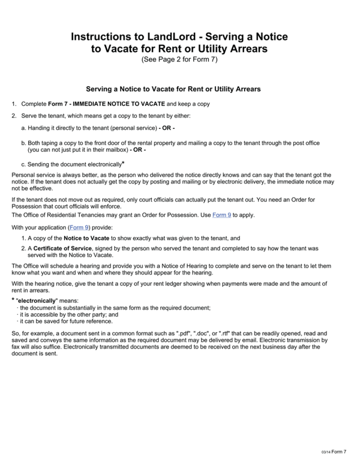 saskatchewan form 7 notice to vacate non payment ezlandlordforms